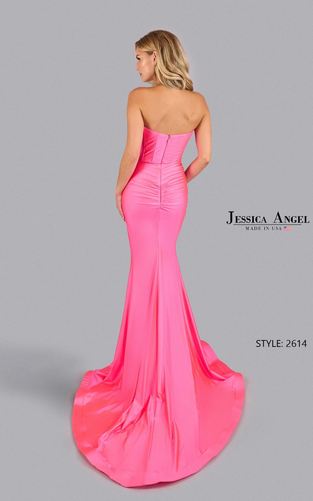 Jessica Angel 2614 ruched back gown back view