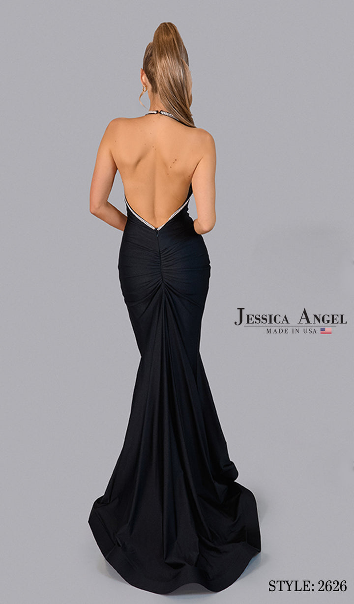 Jessica Angel 2626 ruched open back gown back view 3