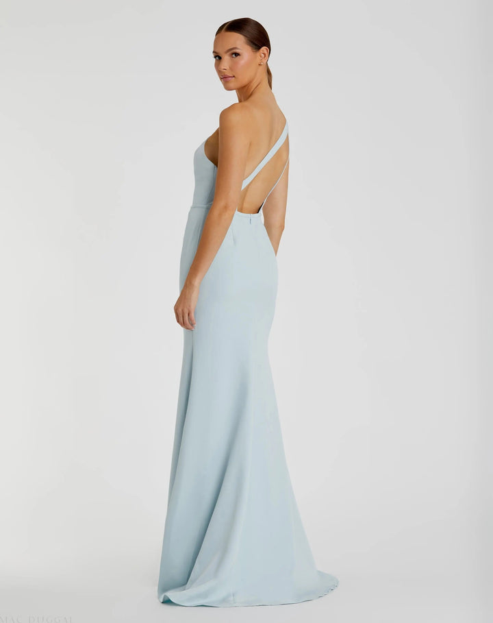 Mac Duggal 26266 Blue One Shoulder Crepe Mermaid Gown