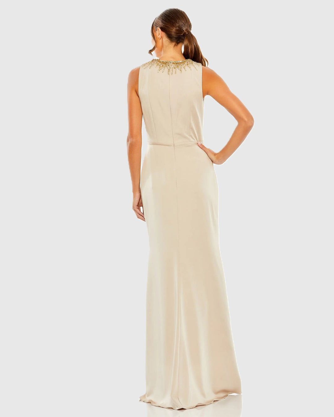 Mac Duggal 26516 Sleeveless Rhinestone Collar Column Gown