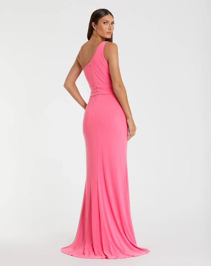 Mac Duggal 26581 Jersey One Shoulder Belted Trumpet Gown