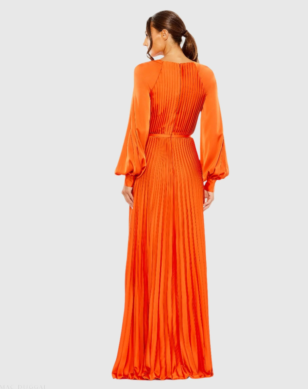 Mac Duggal 26590 High Neck Pleated Long Sleeve