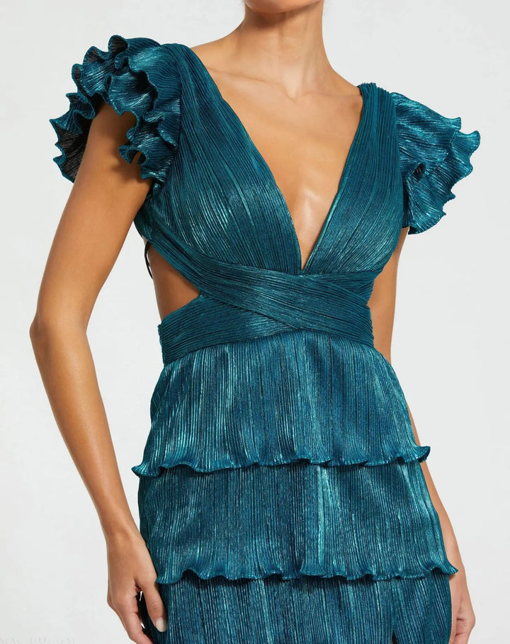 Mac Duggal 26740 Ruffle Tiered Criss Cross Lace Up Gown