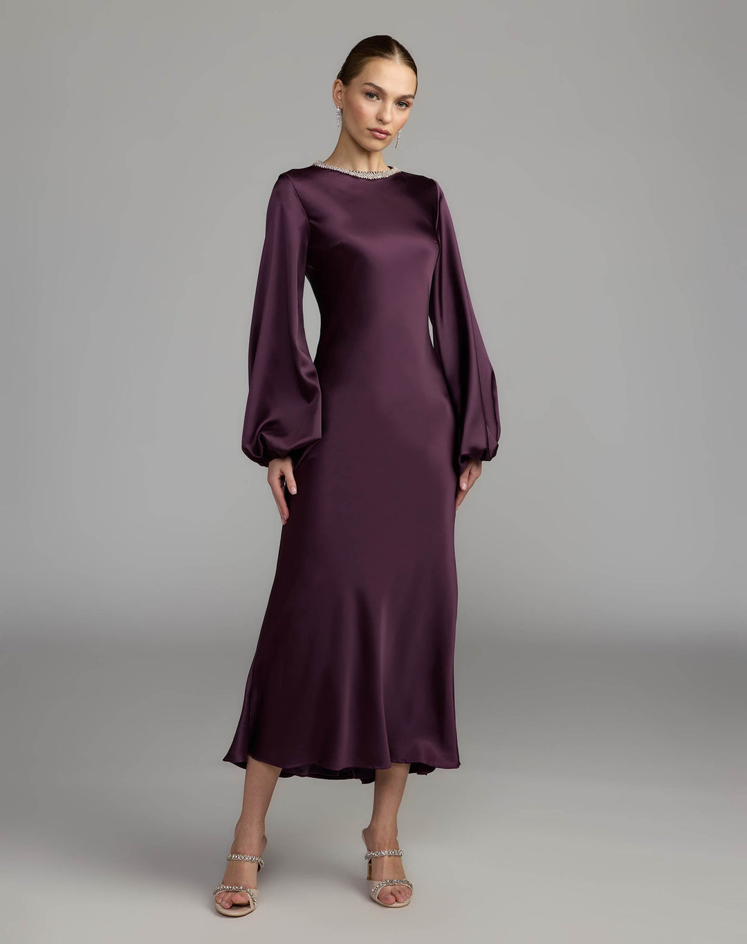 Mac Duggal 27350 High Neck Long Sleeve Crystal Detail Dress