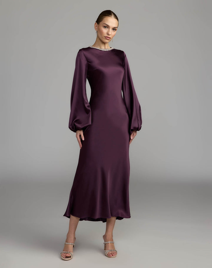 Mac Duggal 27350 High Neck Long Sleeve Crystal Detail Dress