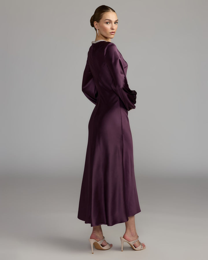 Mac Duggal 27350 High Neck Long Sleeve Crystal Detail Dress