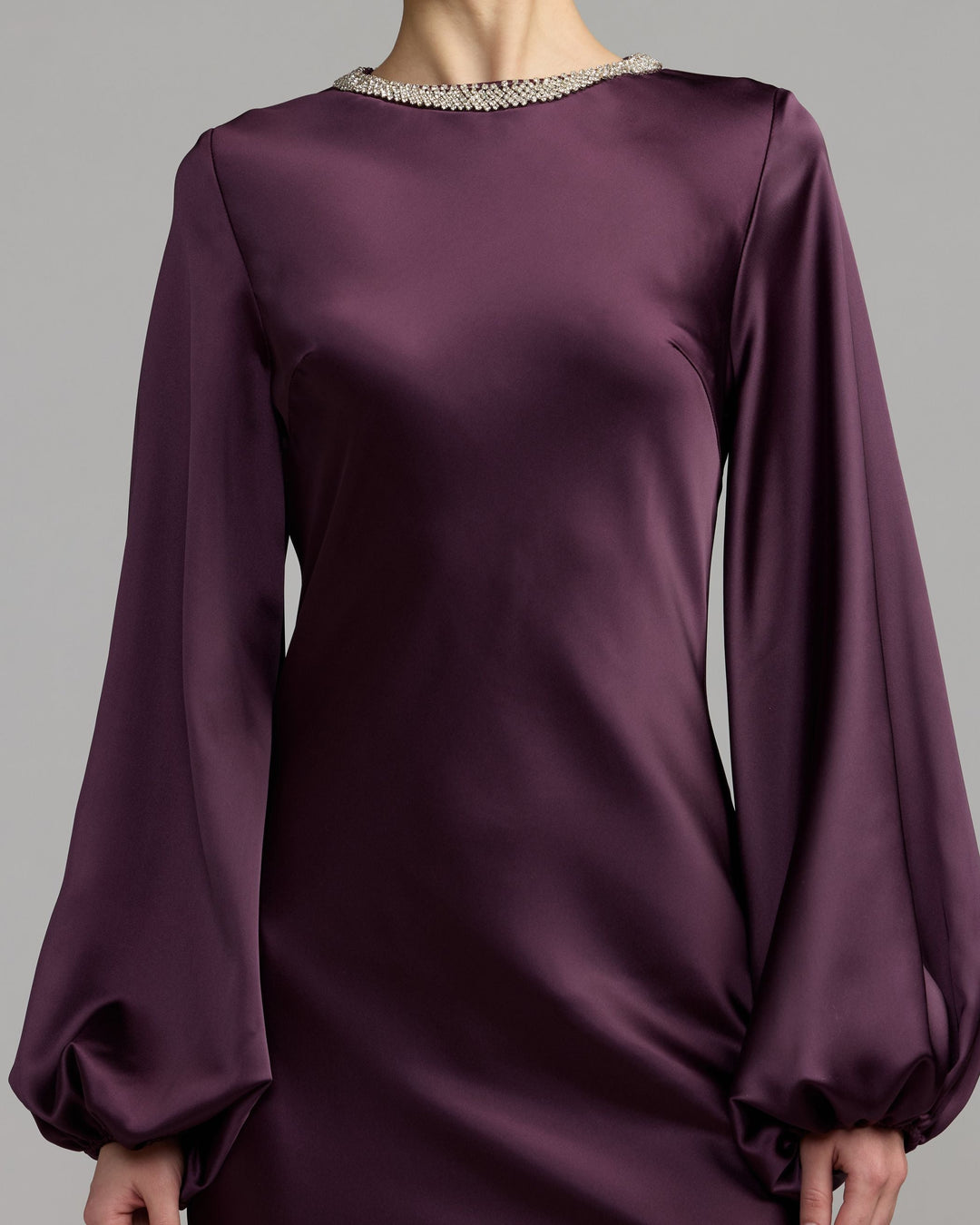 Mac Duggal 27350 High Neck Long Sleeve Crystal Detail Dress