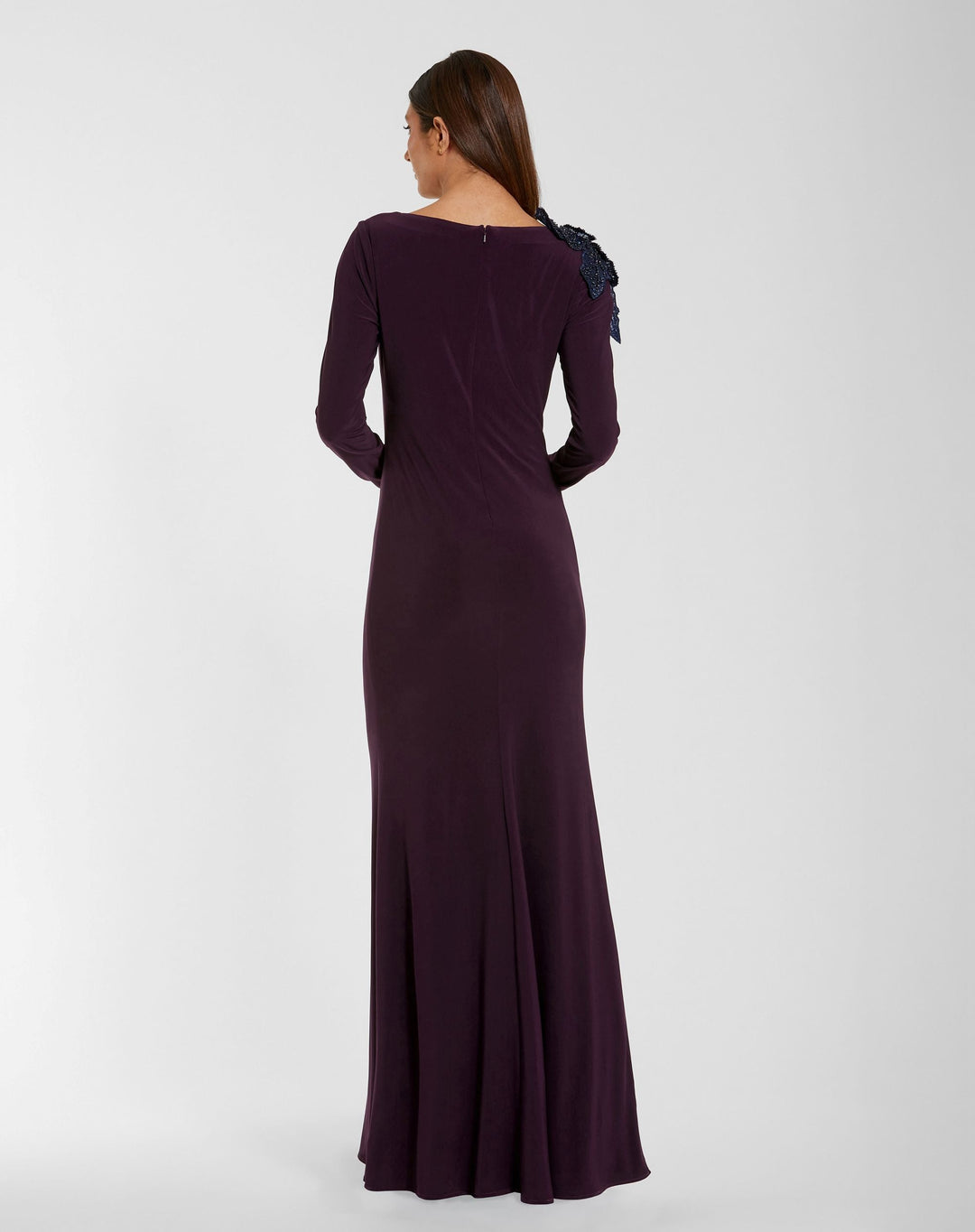 Mac Duggal 27705 Long Sleeve Jersey Gown With 3D Flower