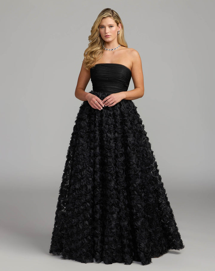 Mac Duggal 27783 Strapless 3D Rosette Ball Gown
