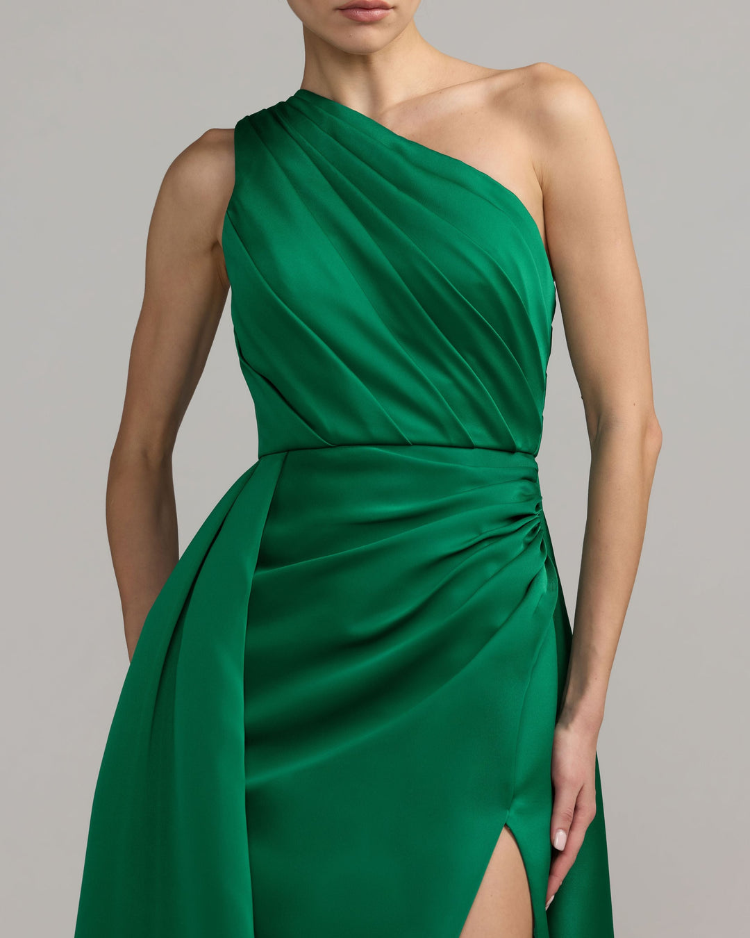 Mac Duggal 27784 One Shoulder Satin Gown With Overskirt