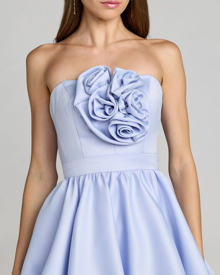 Purple Strapless Bubble Hem Mini Dress - FOSTANI.com