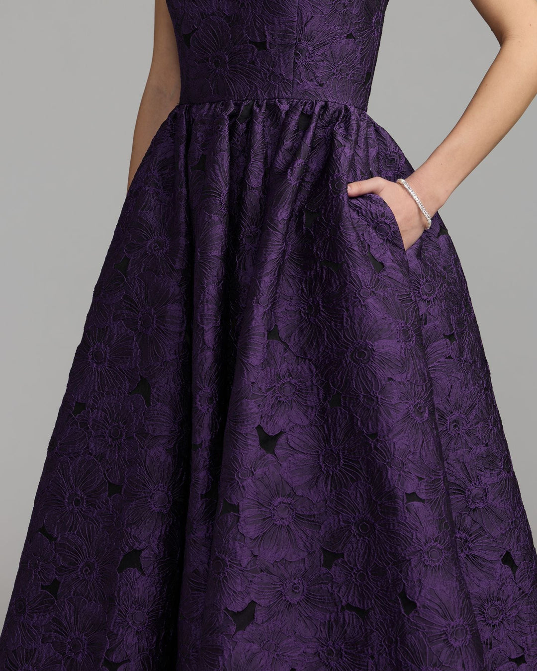 Mac Duggal 27880 Floral Brocade Strapless Midi Dress