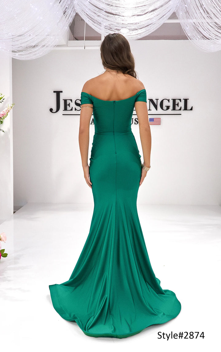Jessica Angel 2874 off shoulder mermaid gown back view 2
