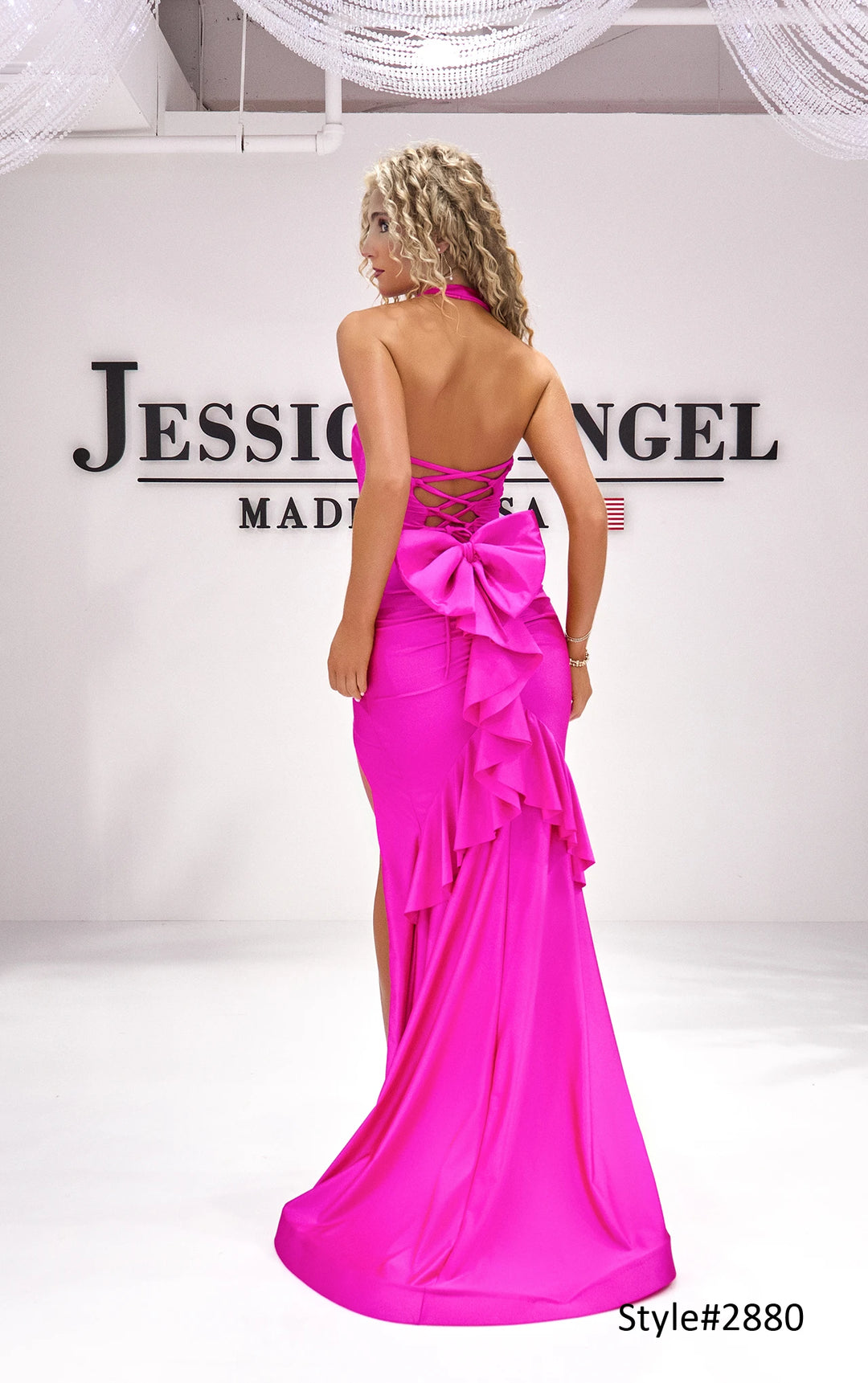Jessica Angel 2880 lace-up bow back gown back view 3