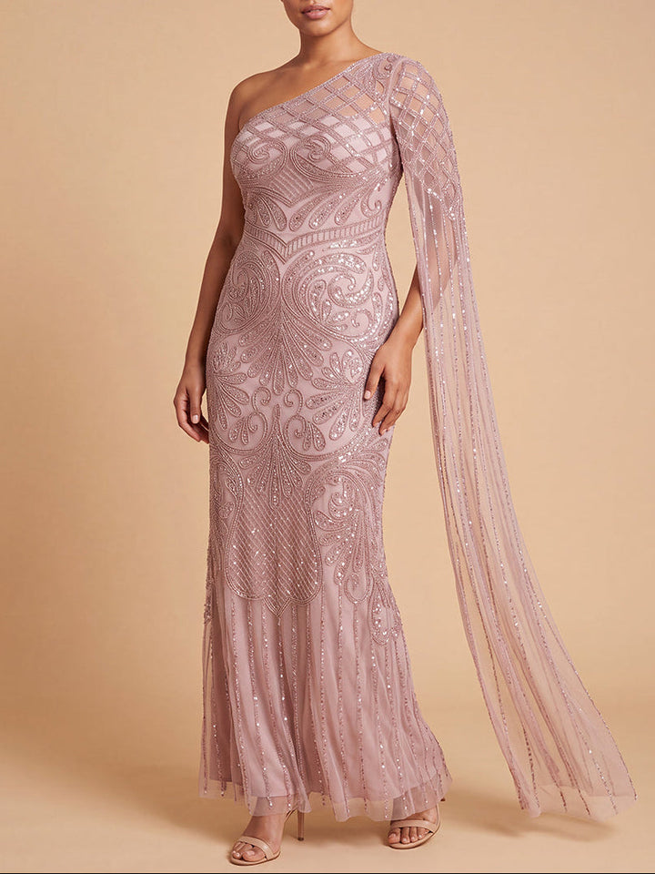Lara 28843 One Sleeve Beaded Gown
