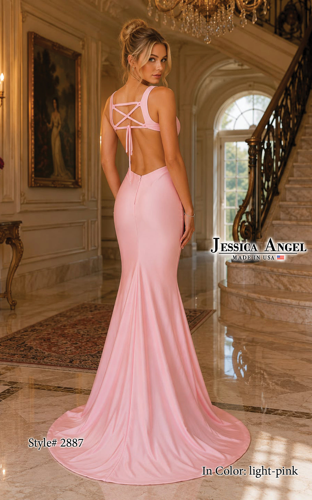 Jessica Angel 2887 lace-up open back gown back view 3