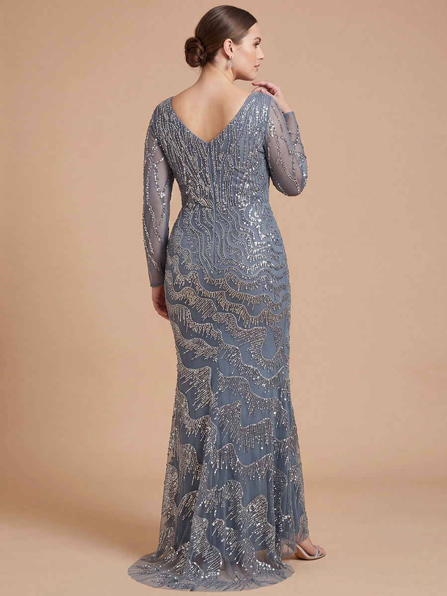 Lara 28949 beaded sheath dress - V-back with zipper