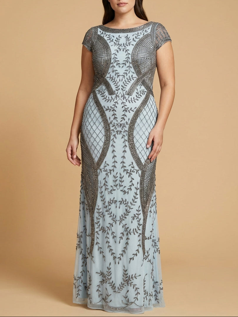 Lara 33609 fitted cap sleeve gown, alternate colorway front