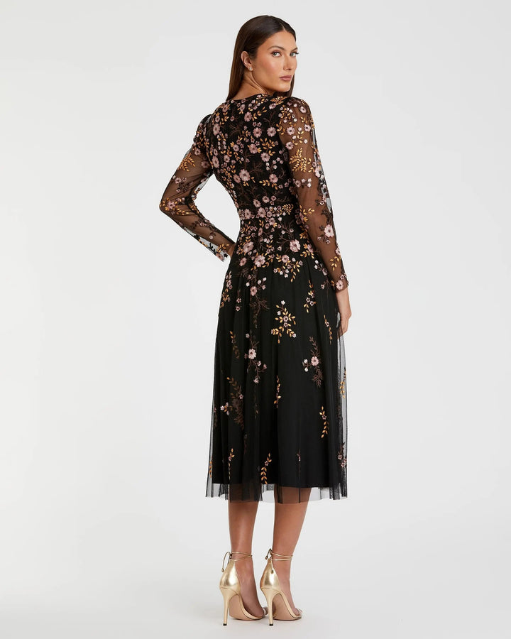 Mac Duggal 35103 Multicolor Floral Embroidered A-Line Cocktail Dress