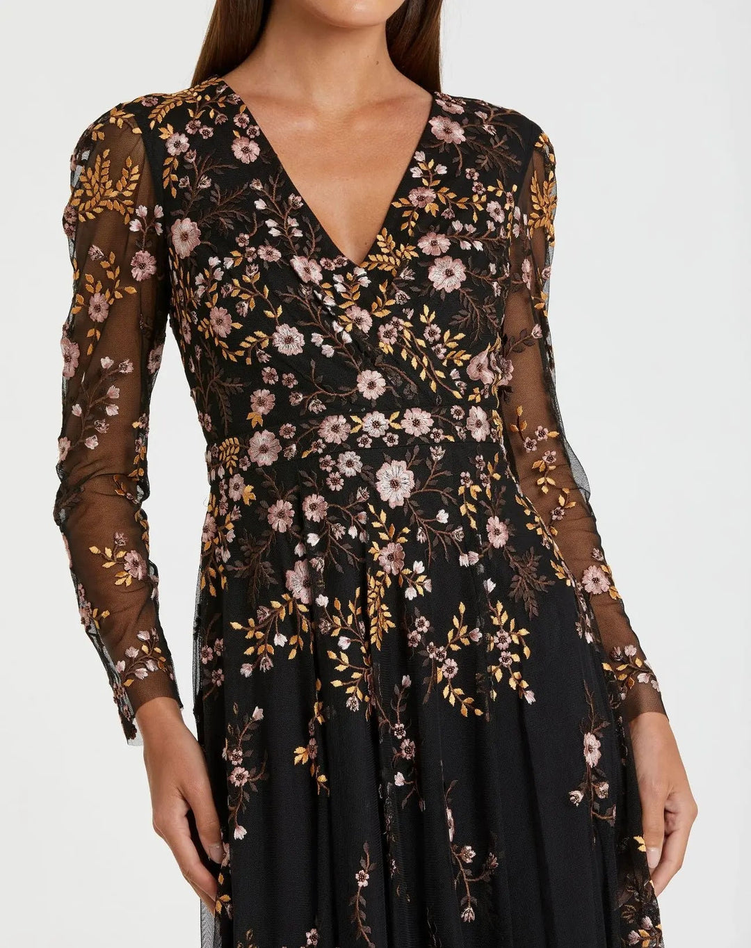 Mac Duggal 35103 Multicolor Floral Embroidered A-Line Cocktail Dress