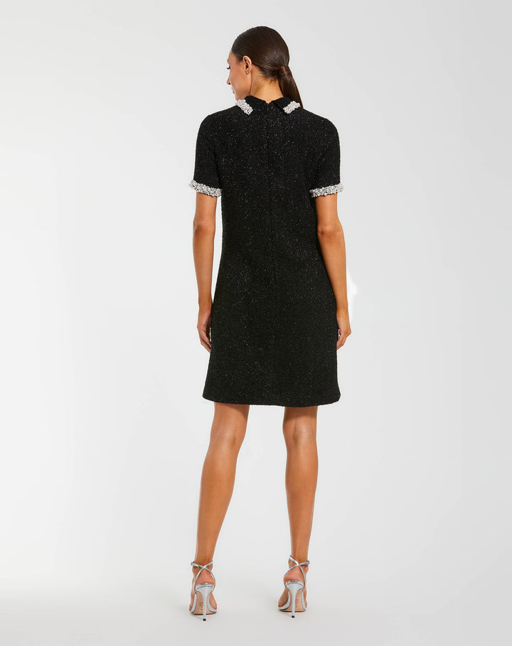 Mac Duggal 37067 Pearl Trim Boucle Mini Dress