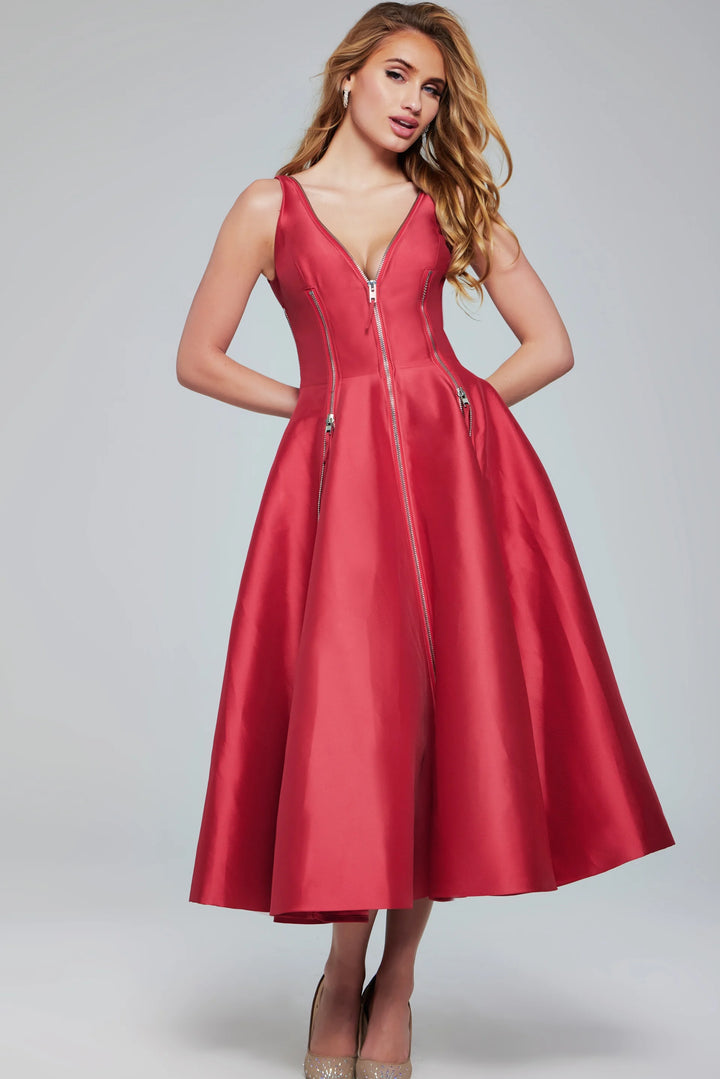 Jovani 37393 Zipper-Accent Cocktail Dress
