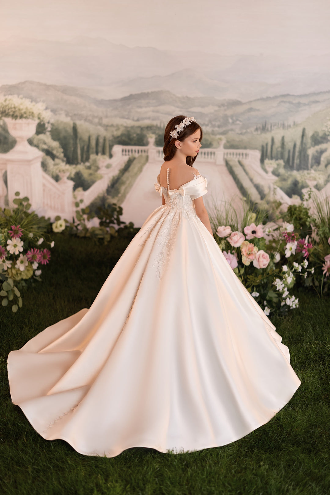 Pentelei 3903 Double Bow Off-Shoulder Kids Ball Gown