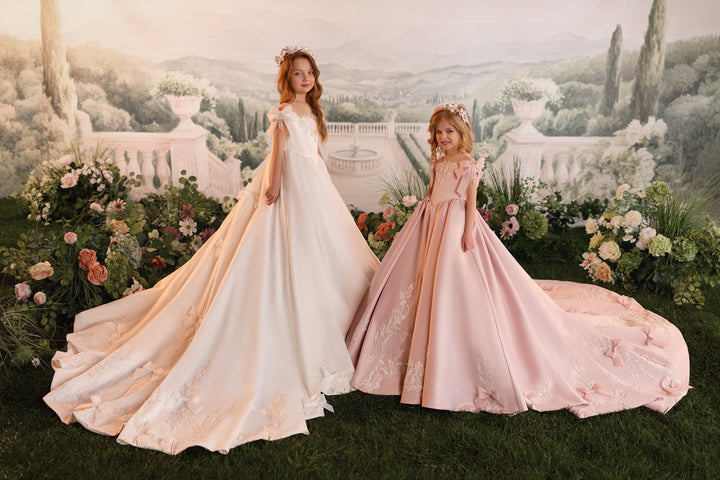 Pentelei 3906 Beaded Bow Corset Kids Ball Gown