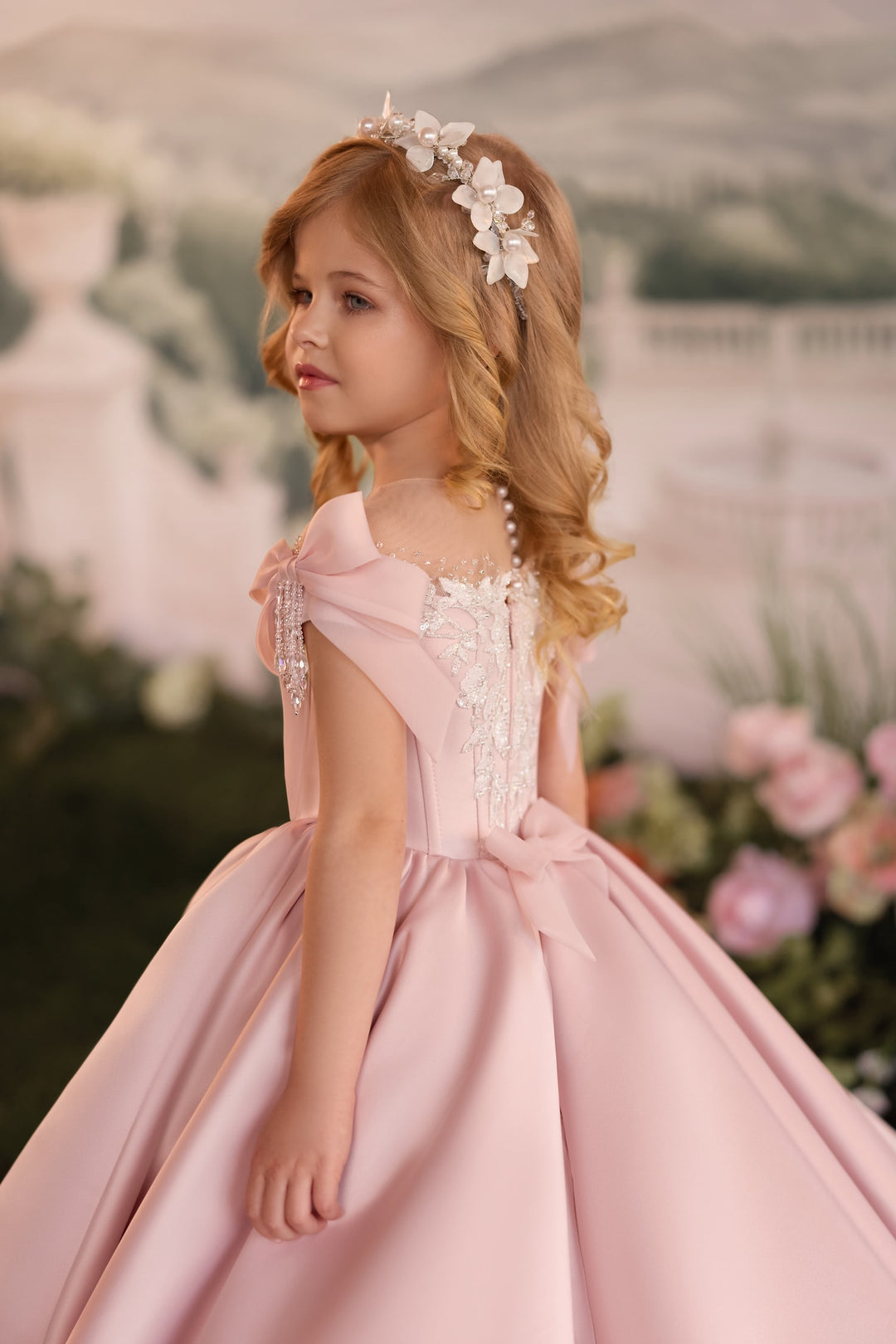 Pentelei 3906 Beaded Bow Corset Kids Ball Gown