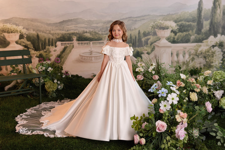 Pentelei 3911 Off-the-Shoulder Kids Dress