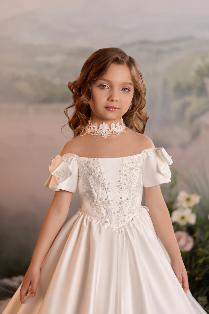 Pentelei 3911 Off-the-Shoulder Kids Dress