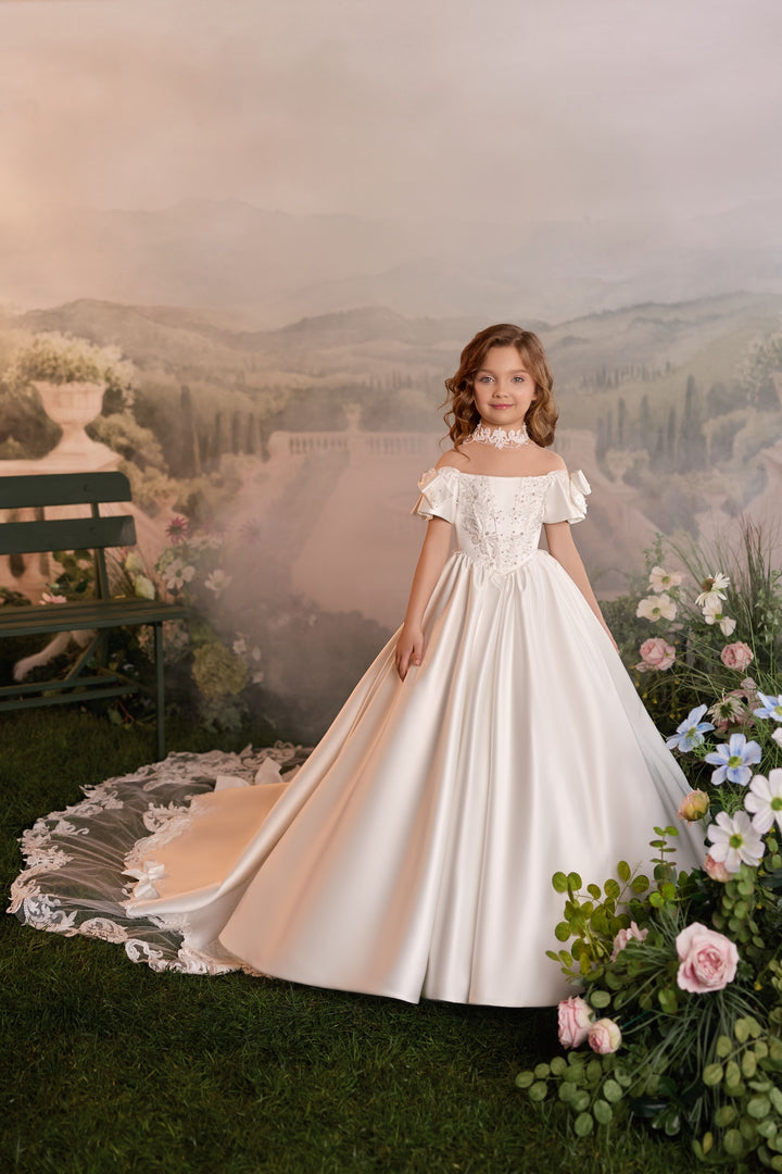 Pentelei 3911 Off-the-Shoulder Kids Dress