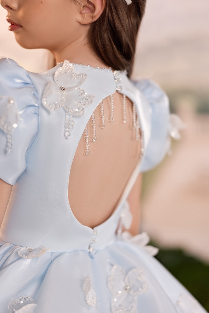 Pentelei 3913 Open Back Floral Appliqué Kids Ball Gown