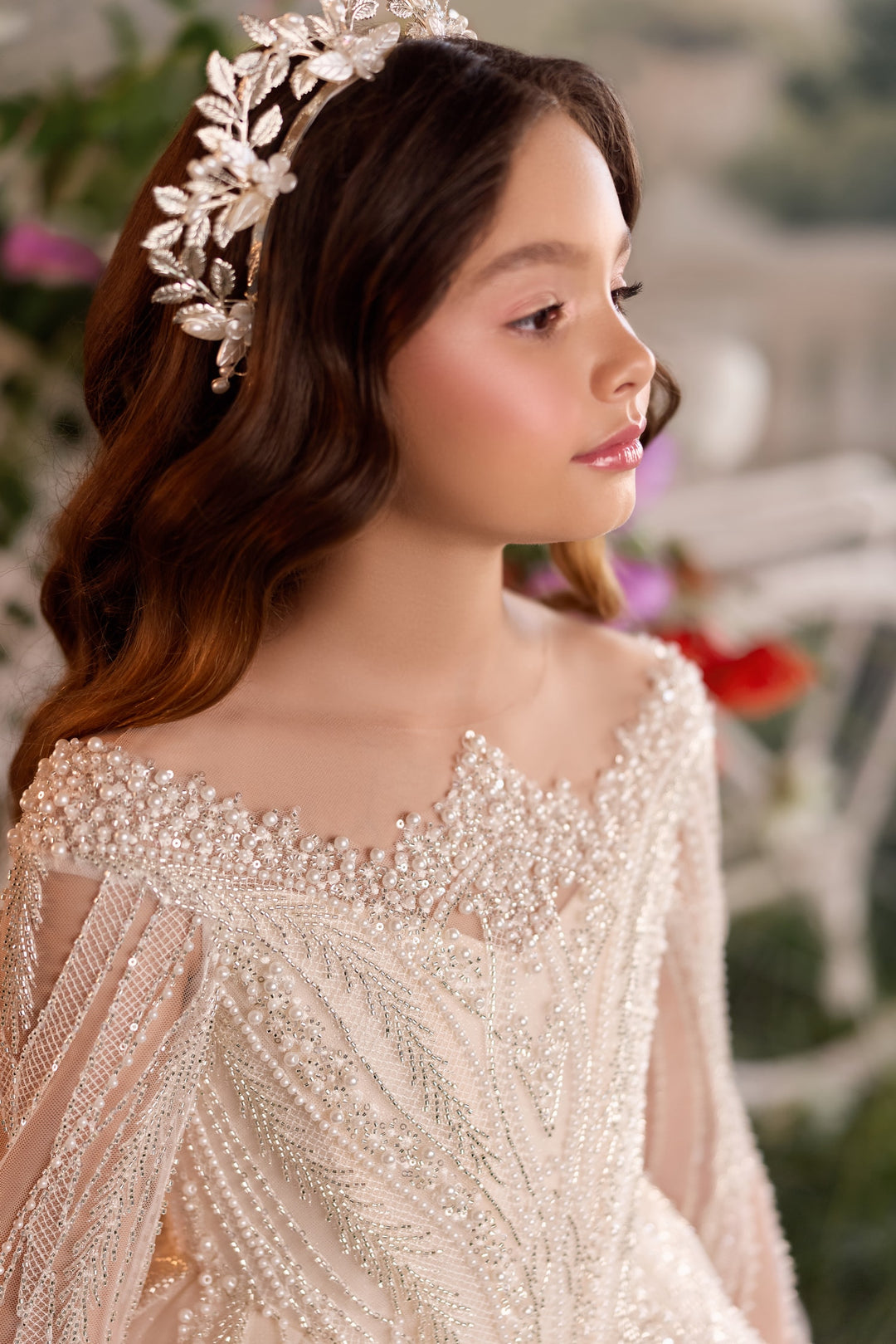 Pentelei 3914 Beaded Bow Back Kids Ball Gown