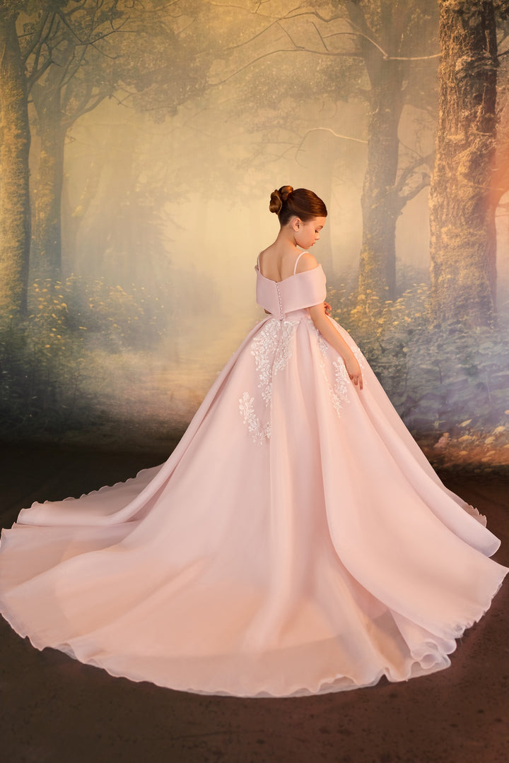 Pentelei 3918 Off-Shoulder Bow Sweetheart Kids Ball Gown