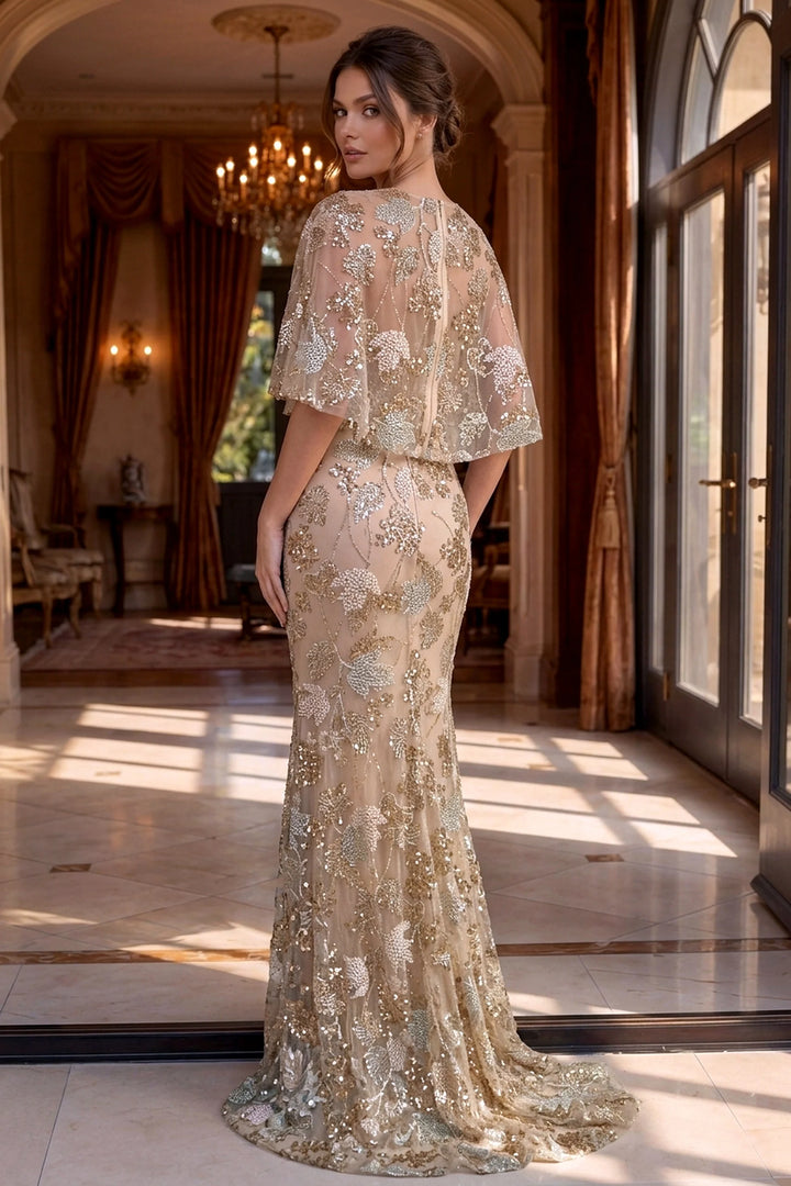 Jovani 39216 Illusion Flutter Sleeve Mother of the Bride Dress