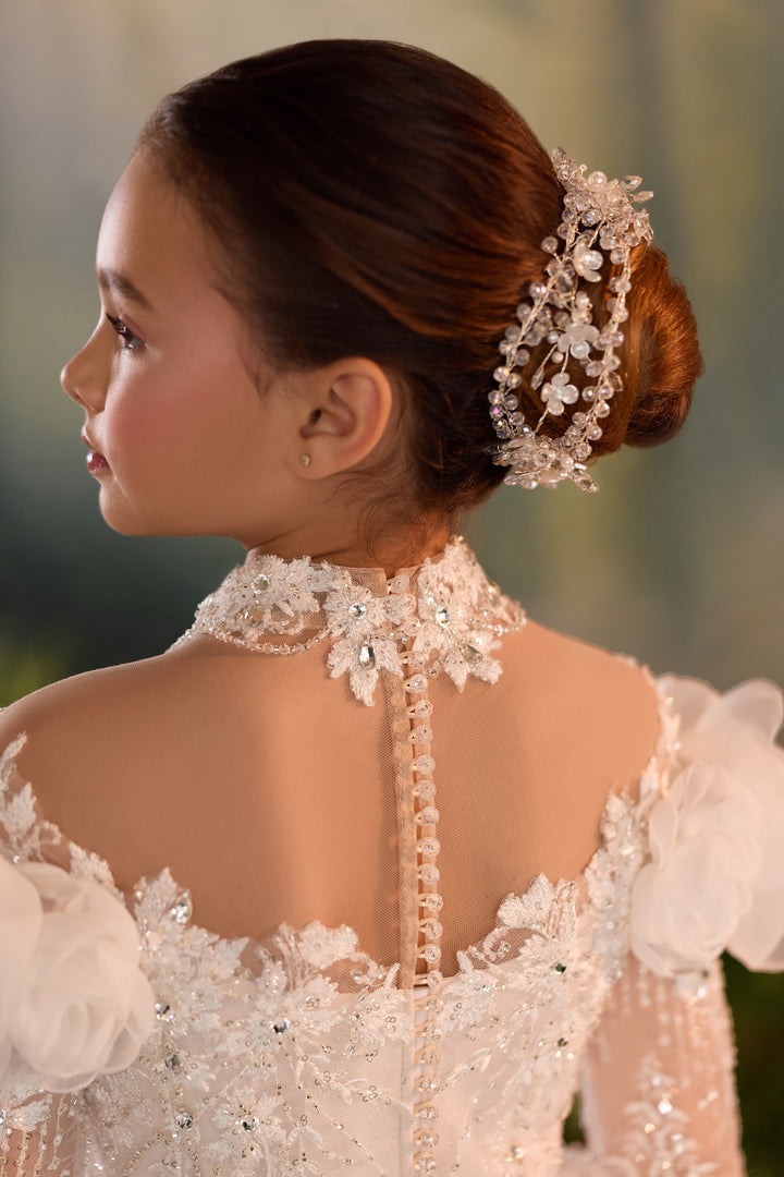 Pentelei 3922 Jeweled Lattice Rosette Kids Ball Gown