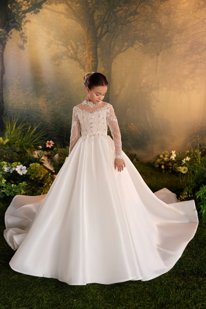 Pentelei 3922 Jeweled Lattice Rosette Kids Ball Gown