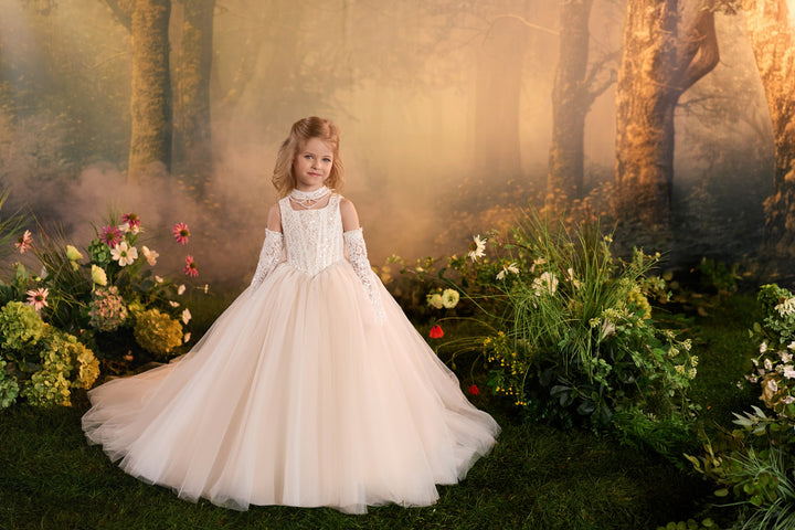 Pentelei 3934 Lace Bodice Tulle Ball Gown Kids Dress