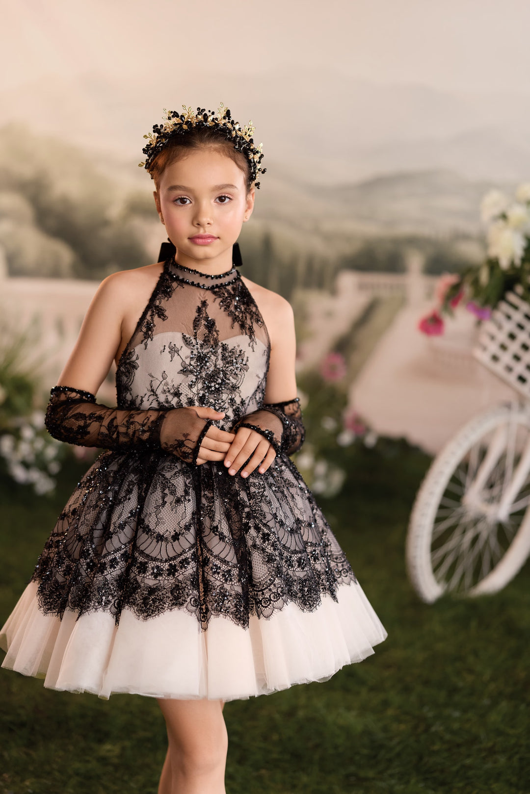 Pentelei 3940 Sequin Lace Off-Shoulder Dress Kids Dress