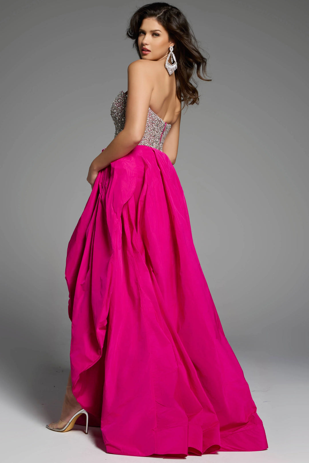 Jovani 41141 Strapless Crystal Embellished Gown With Bold Ruffle Skirt