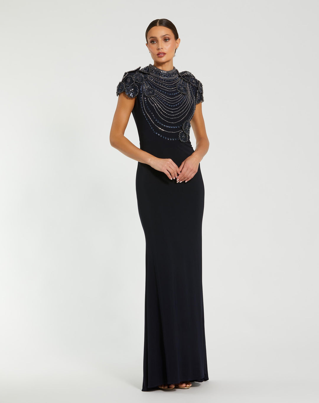 Mac Duggal 42055 High Neck Embellished Column Gown