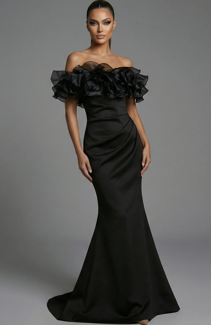 Jovani 43001 Off Shoulder Ruffled Bodice Gown With Fitted Skirt