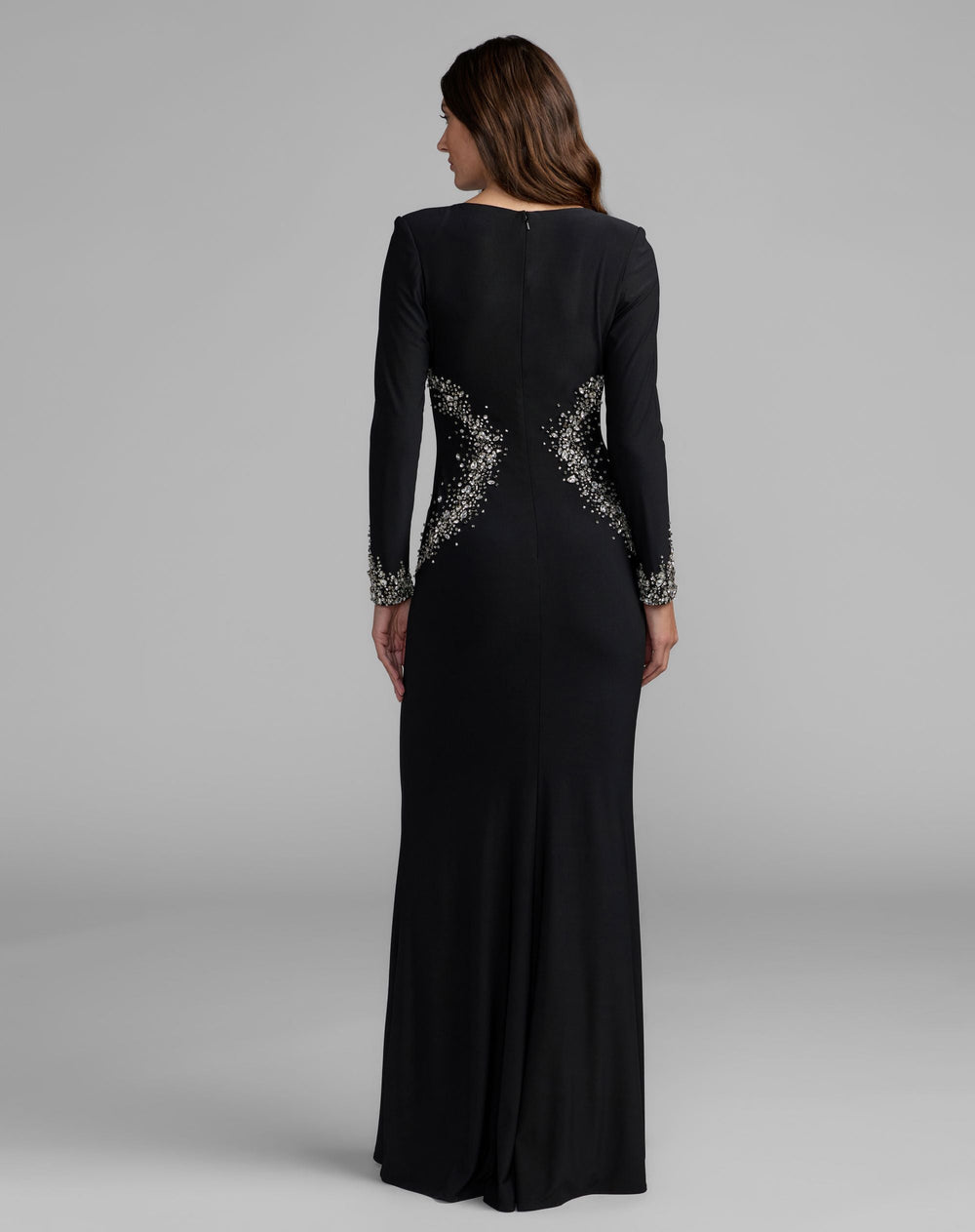 Mac Duggal 44161 Long Sleeve Embellished Jersey Gown