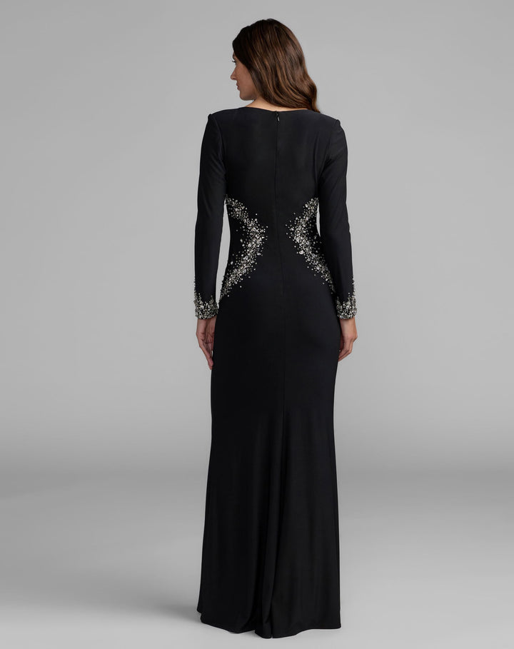 Mac Duggal 44161 Long Sleeve Embellished Jersey Gown