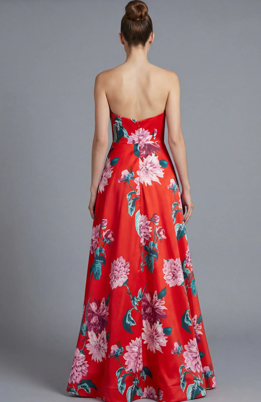 Jovani 46562 strapless floral print A-line gown view 2