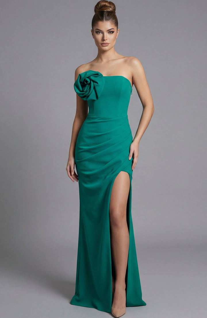 Jovani 49505 Strapless Fitted Evening Gown With Rosette Detail