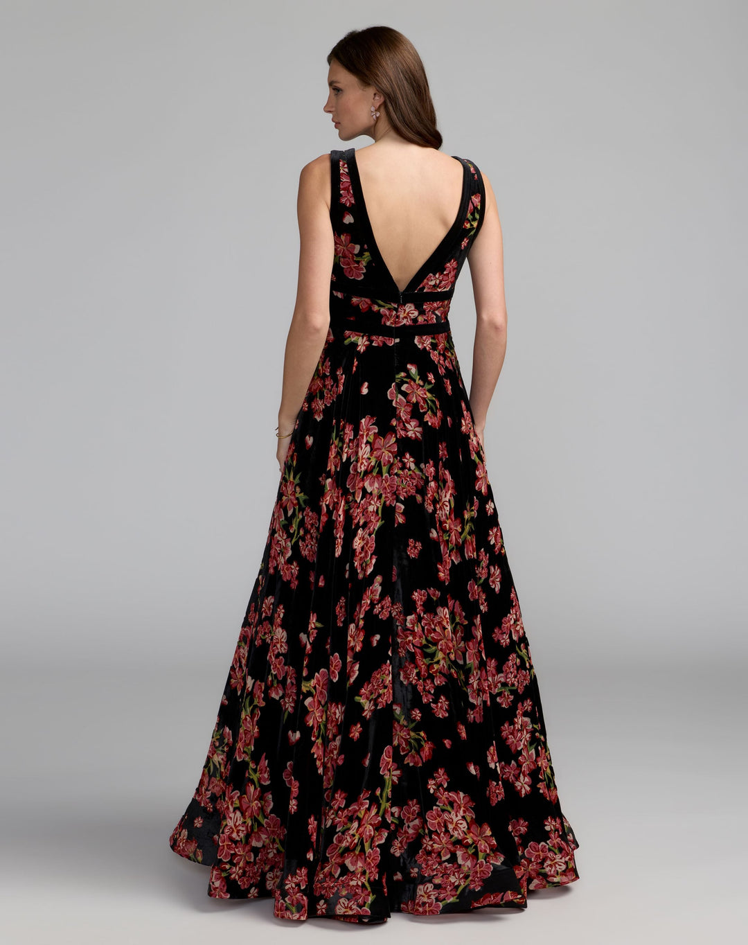 Mac Duggal 50173 Floral Velvet Ball Gown With Bow