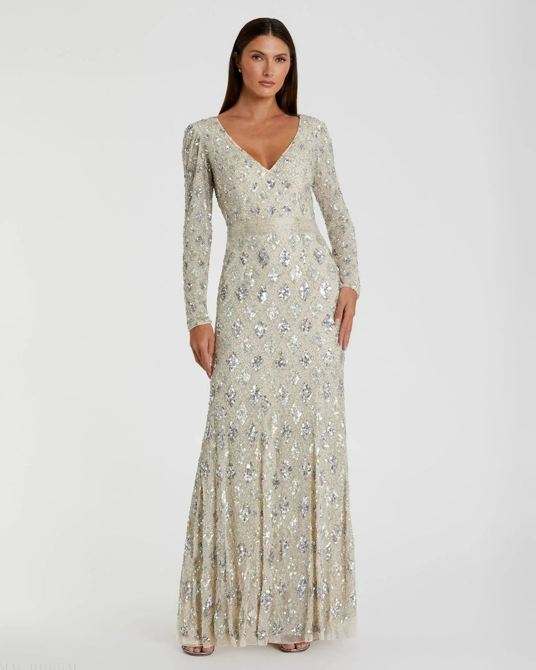 Mac Duggal 5021 Geometric Embellished Evening Gown