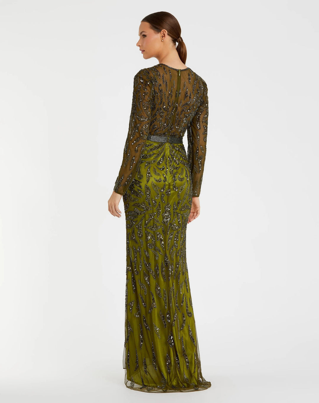 Mac Duggal 5124 Long Sleeve Beaded Evening Gown